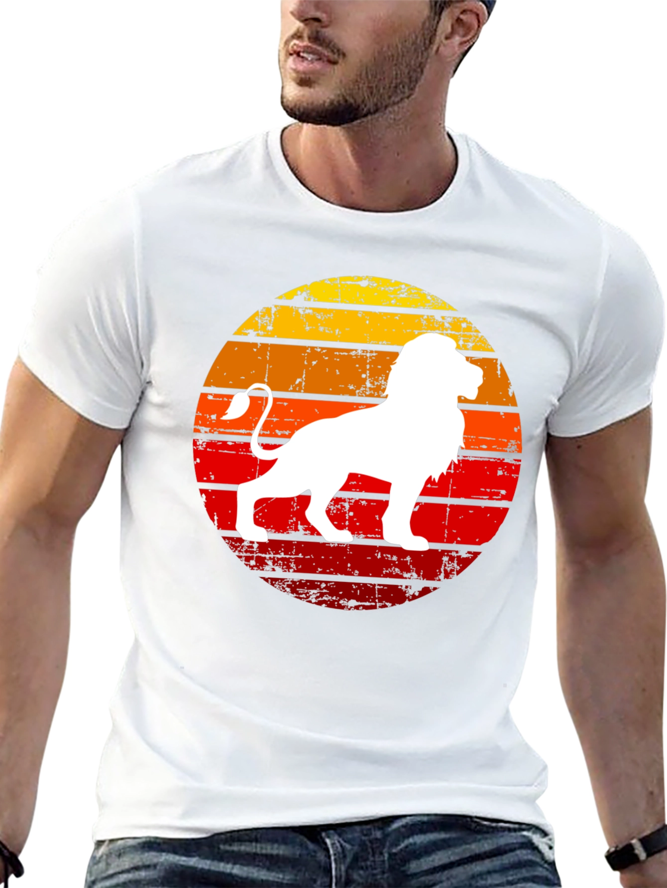 Retro Lion Graphic Tee - Sunset Design