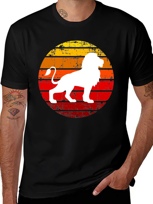 Retro Lion Graphic Tee - Sunset Design