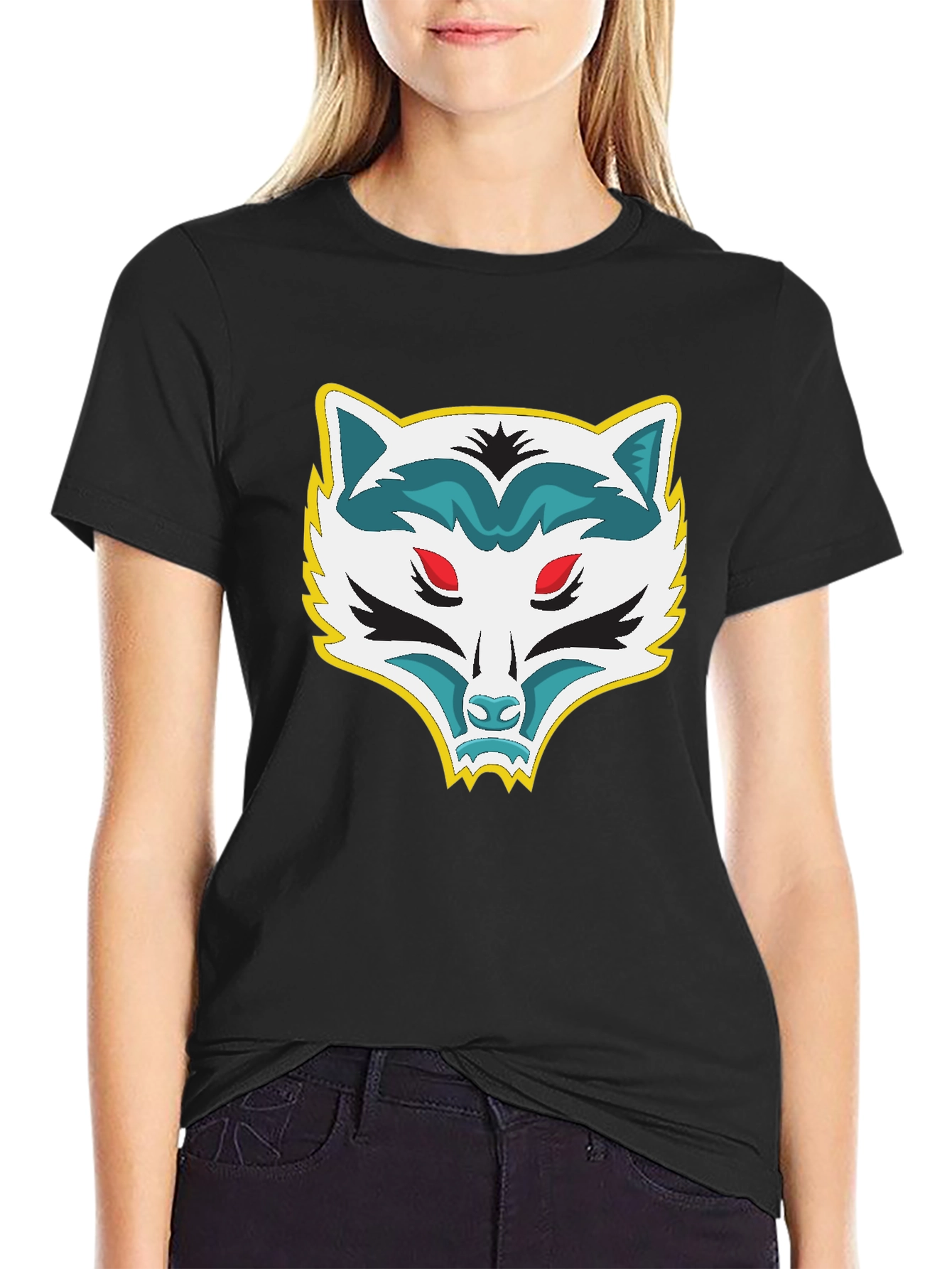 Mens Black T-Shirt with Raccoon Graphic