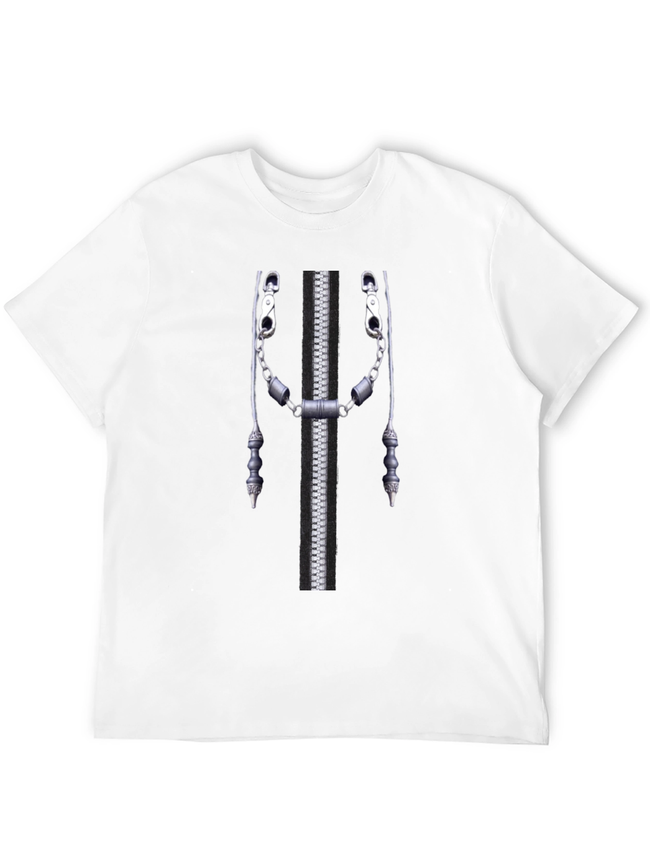 Novelty Zipper Print Black T-Shirt