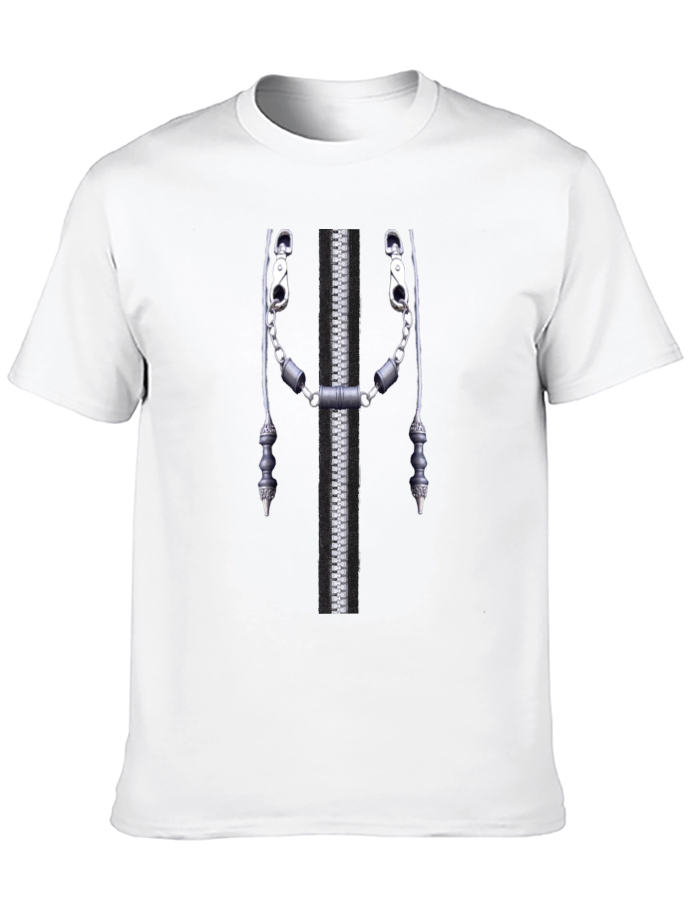 Novelty Zipper Print Black T-Shirt