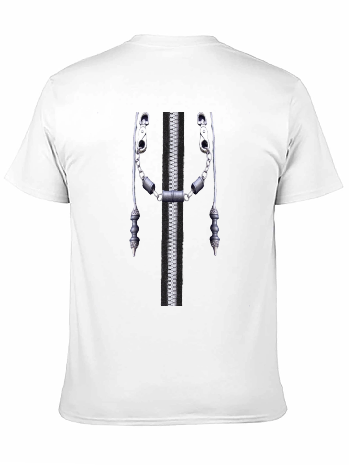 Novelty Zipper Print Black T-Shirt