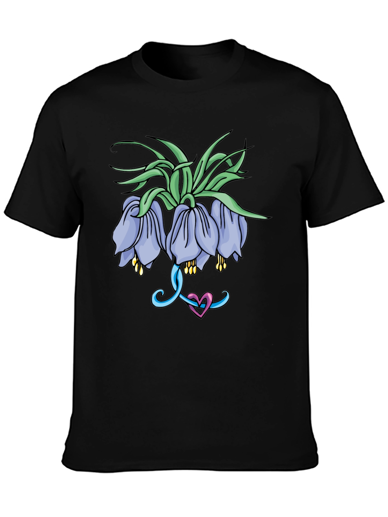 Floral Graphic Print Black T-Shirt for Men