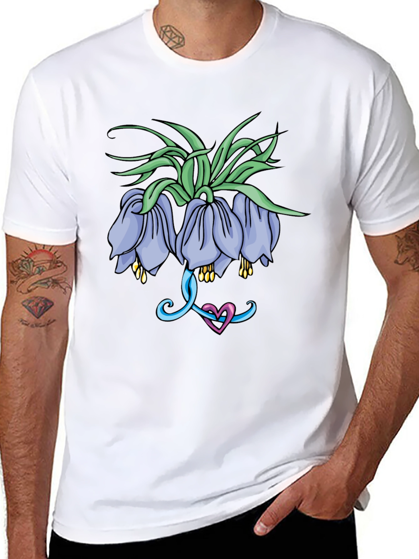 Floral Graphic Print Black T-Shirt for Men
