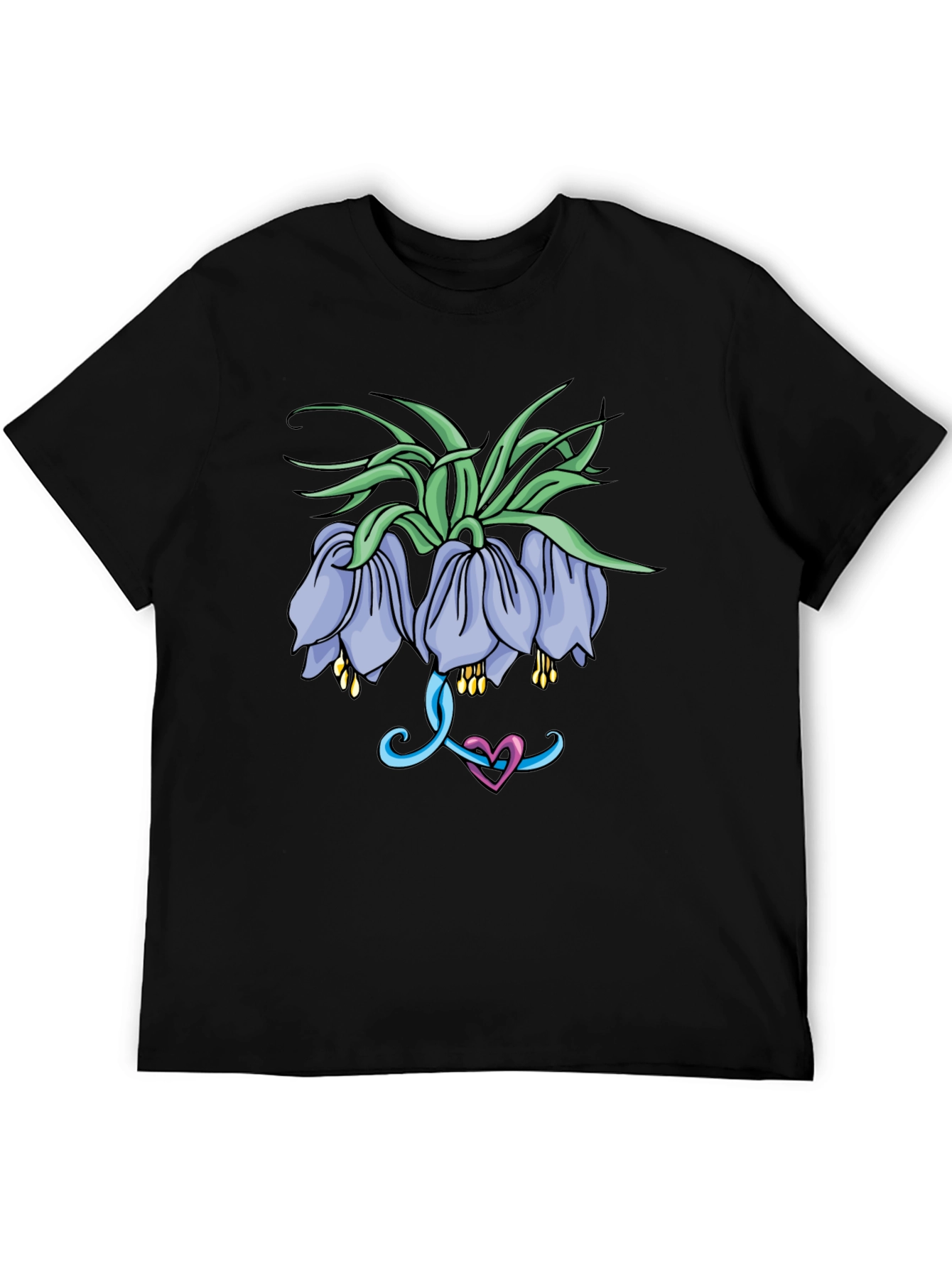 Floral Graphic Print Black T-Shirt for Men