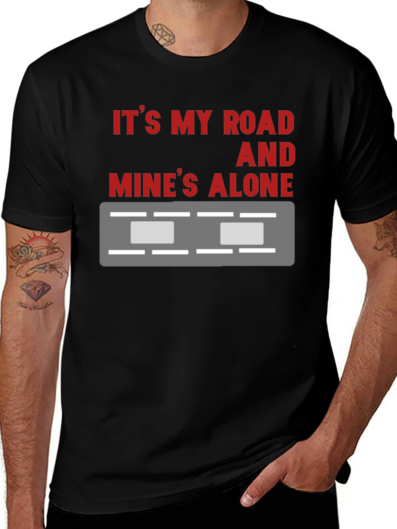 Its My Road T-Shirt - Black Crew Neck
