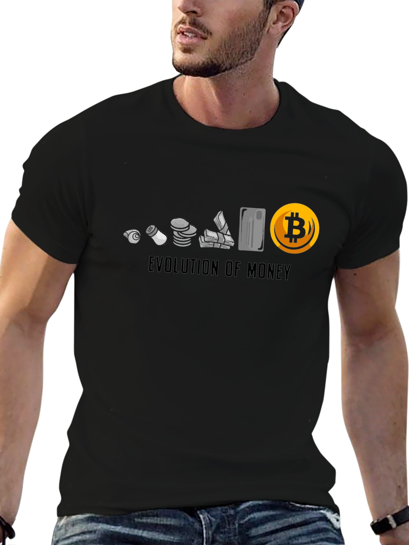 Evolution of Money Bitcoin Black T-Shirt