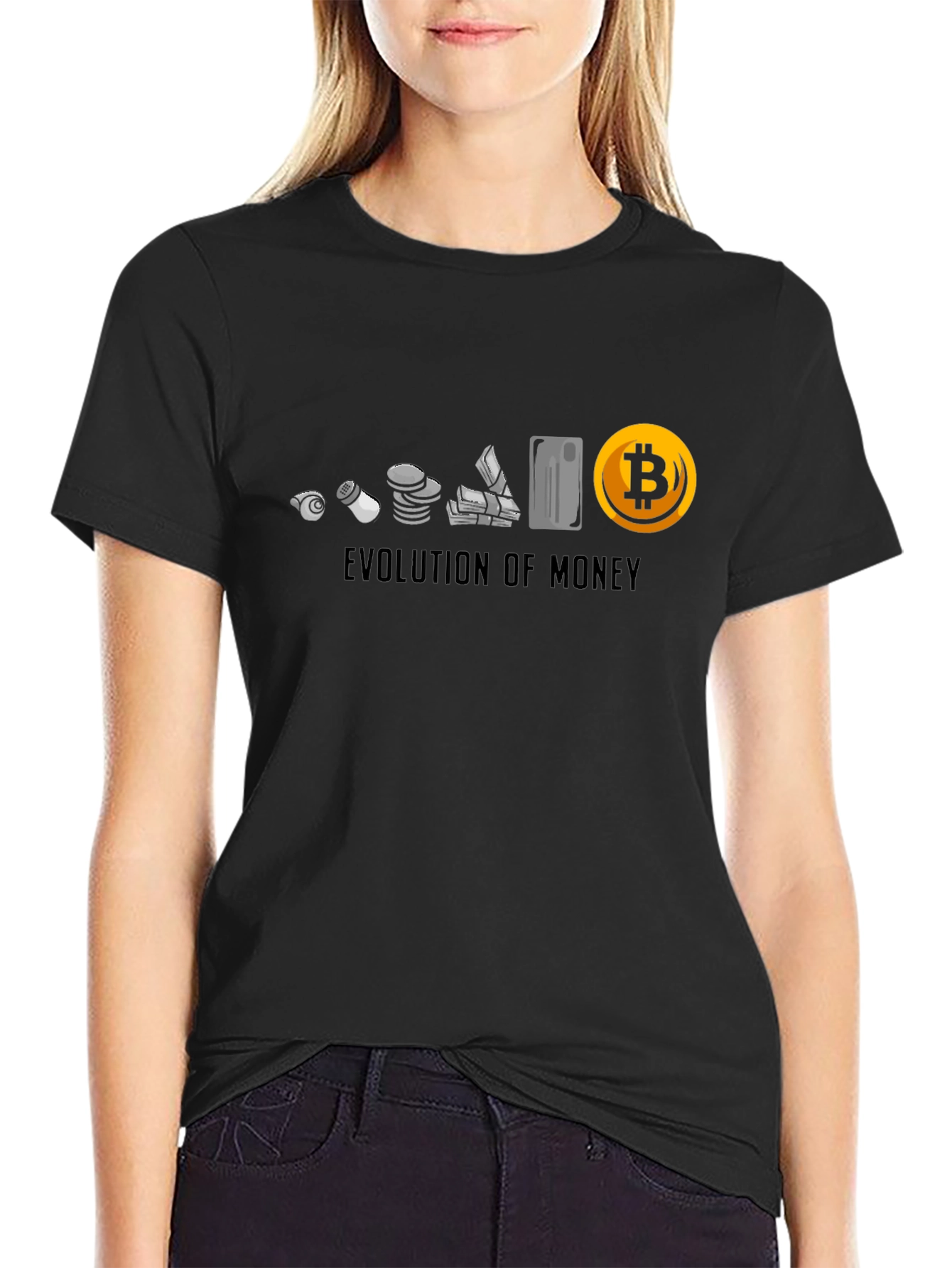 Evolution of Money Bitcoin Black T-Shirt