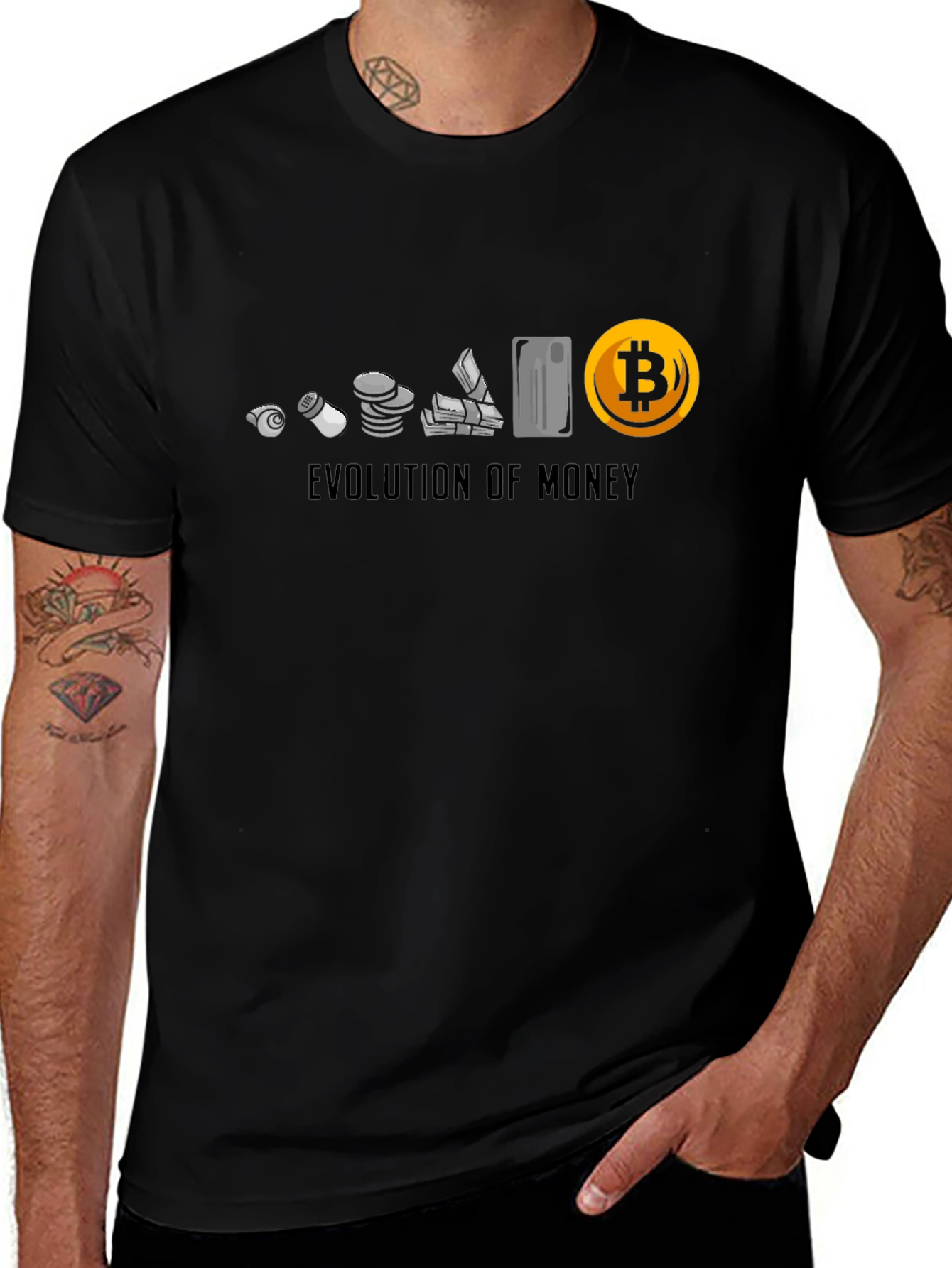 Evolution of Money Bitcoin Black T-Shirt