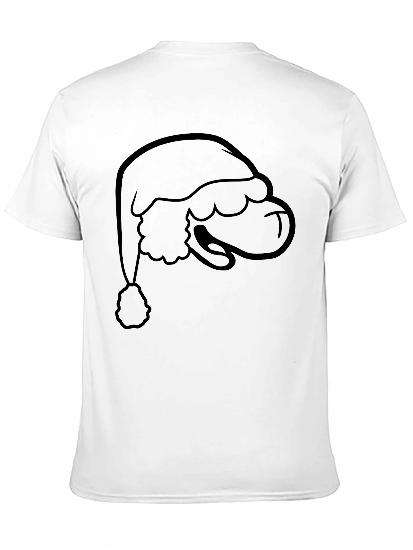 Santa Hat Graphic Tee - Black Cotton Holiday Shirt