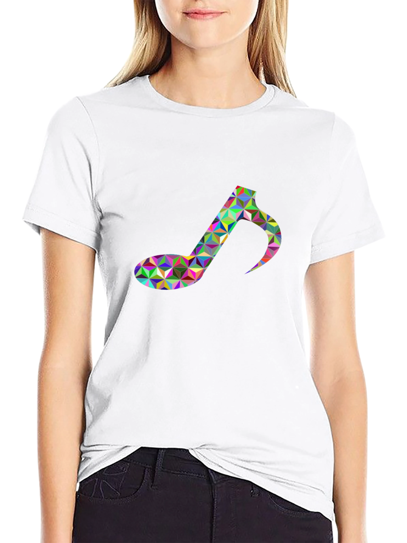Geometric Music Note T-Shirt - Unique Graphic Tee