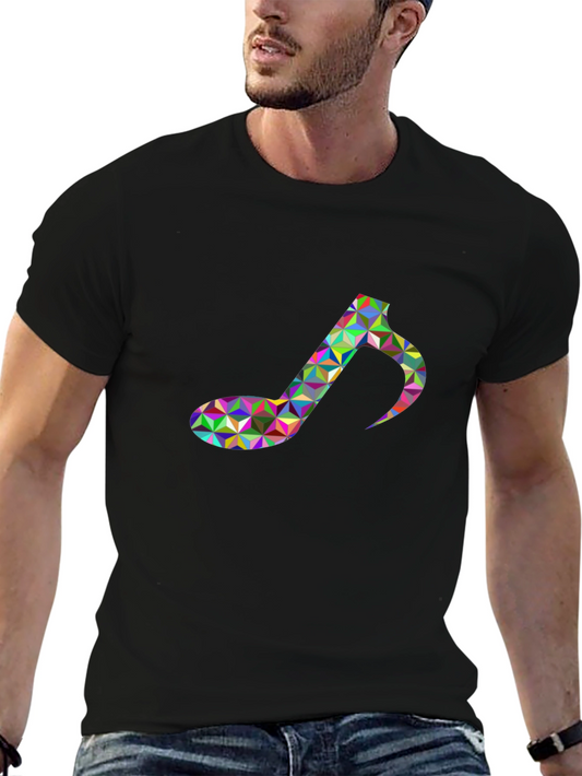 Geometric Music Note T-Shirt - Unique Graphic Tee