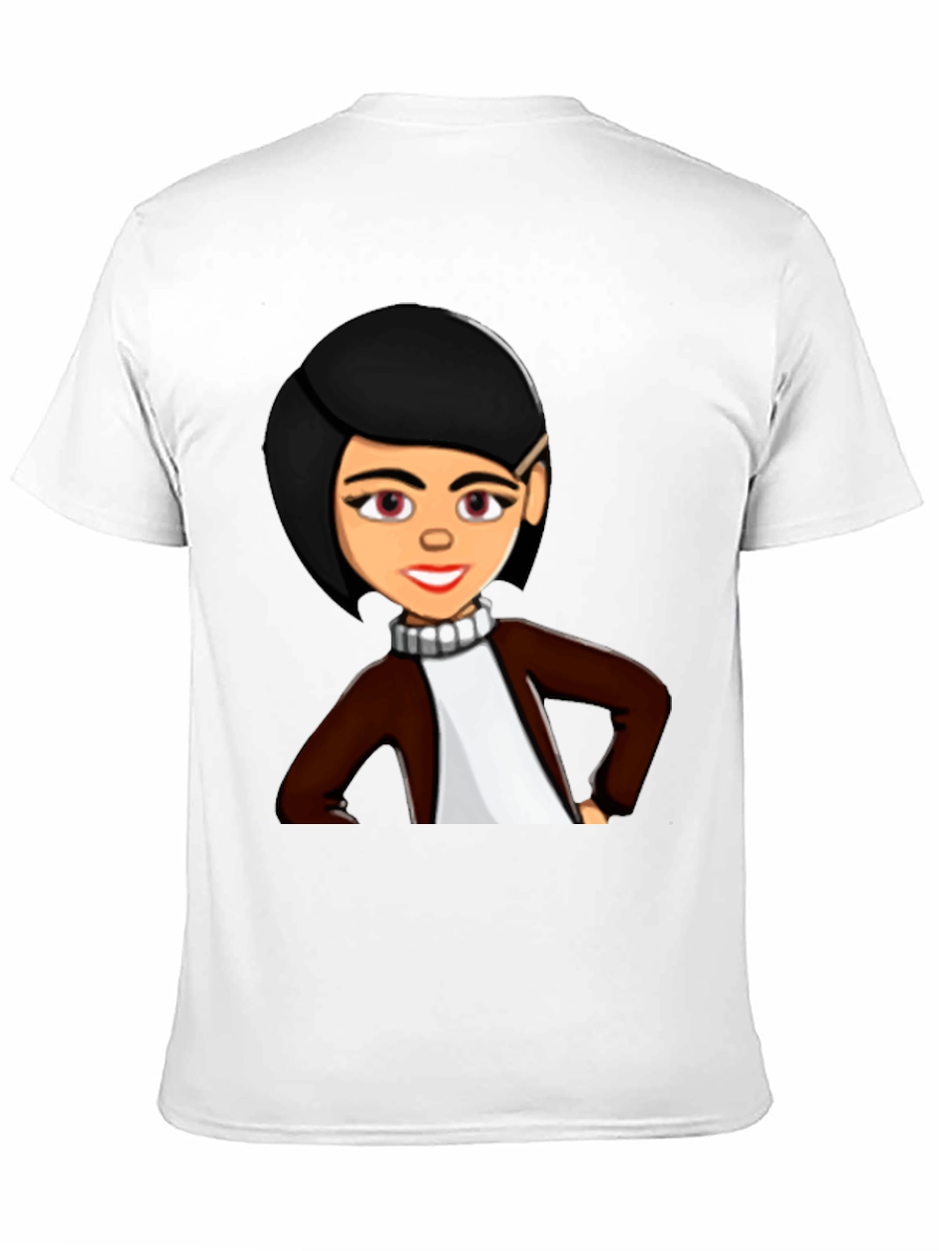 Cartoon Woman Graphic Tee - Trendy Black T-Shirt