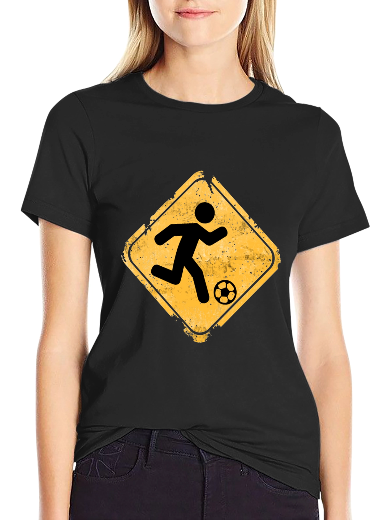 Soccer Player Crossing T-Shirt - Black Graphic Tee