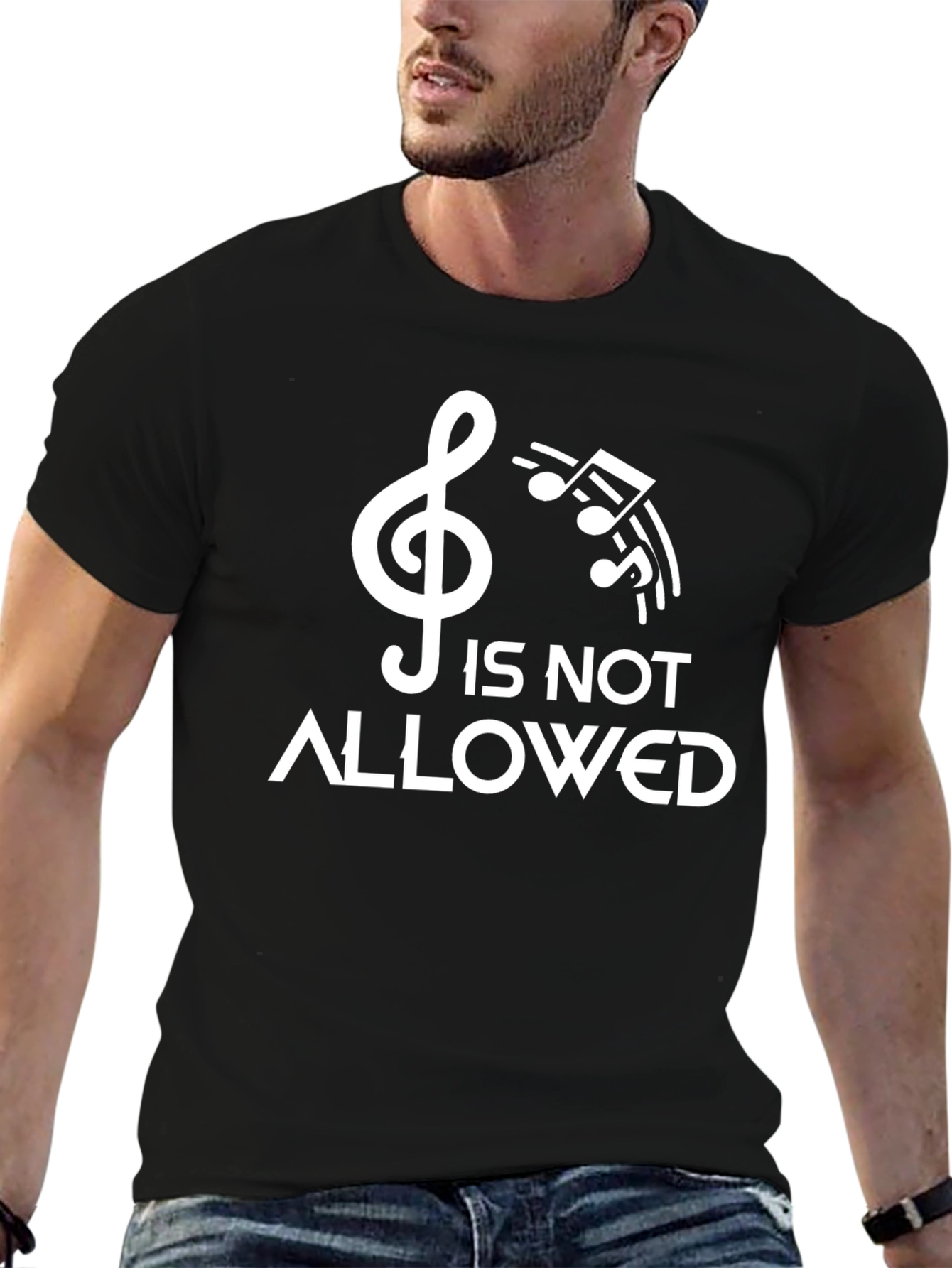 Music Is Not Allowed Funny Graphic T-Shirt