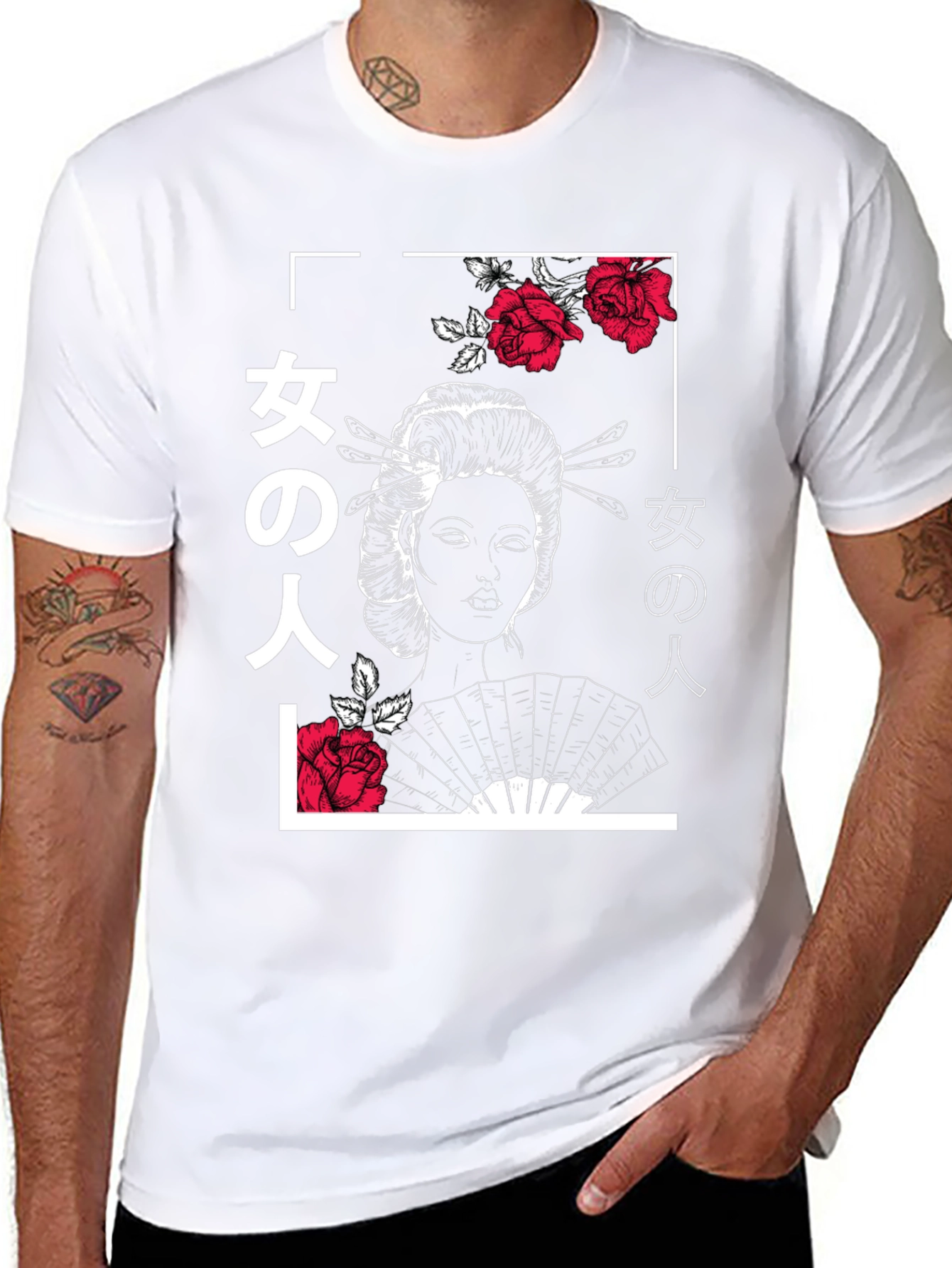 Geisha Rose T-Shirt - Urban Japanese Style