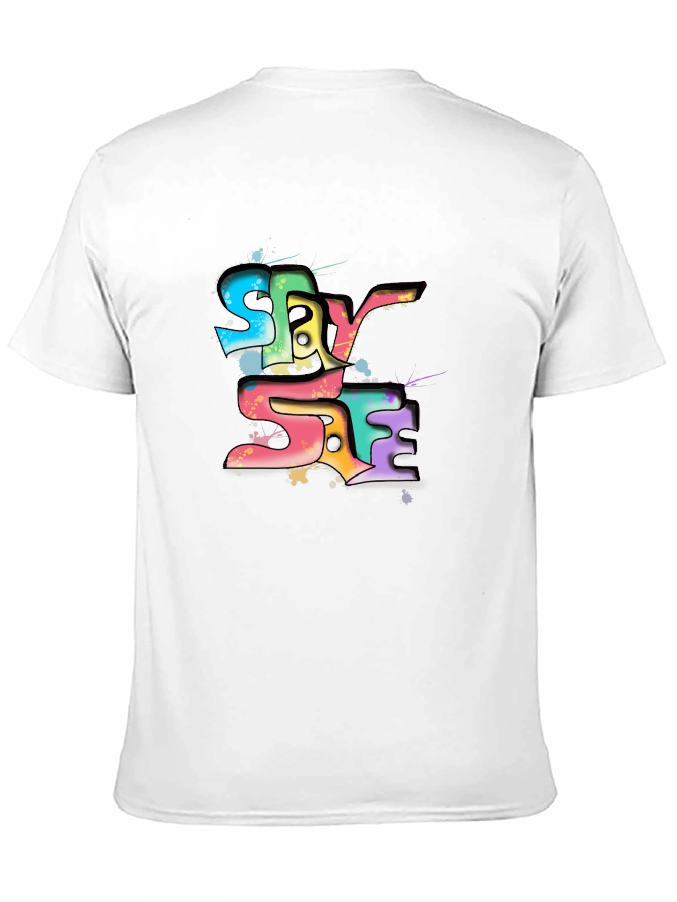 Stay Safe Graphic Tee - Black Crew Neck