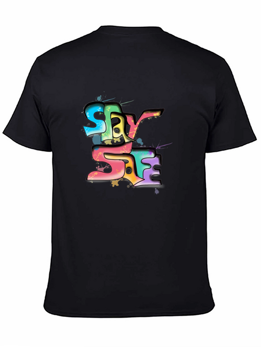 Stay Safe Graphic Tee - Black Crew Neck