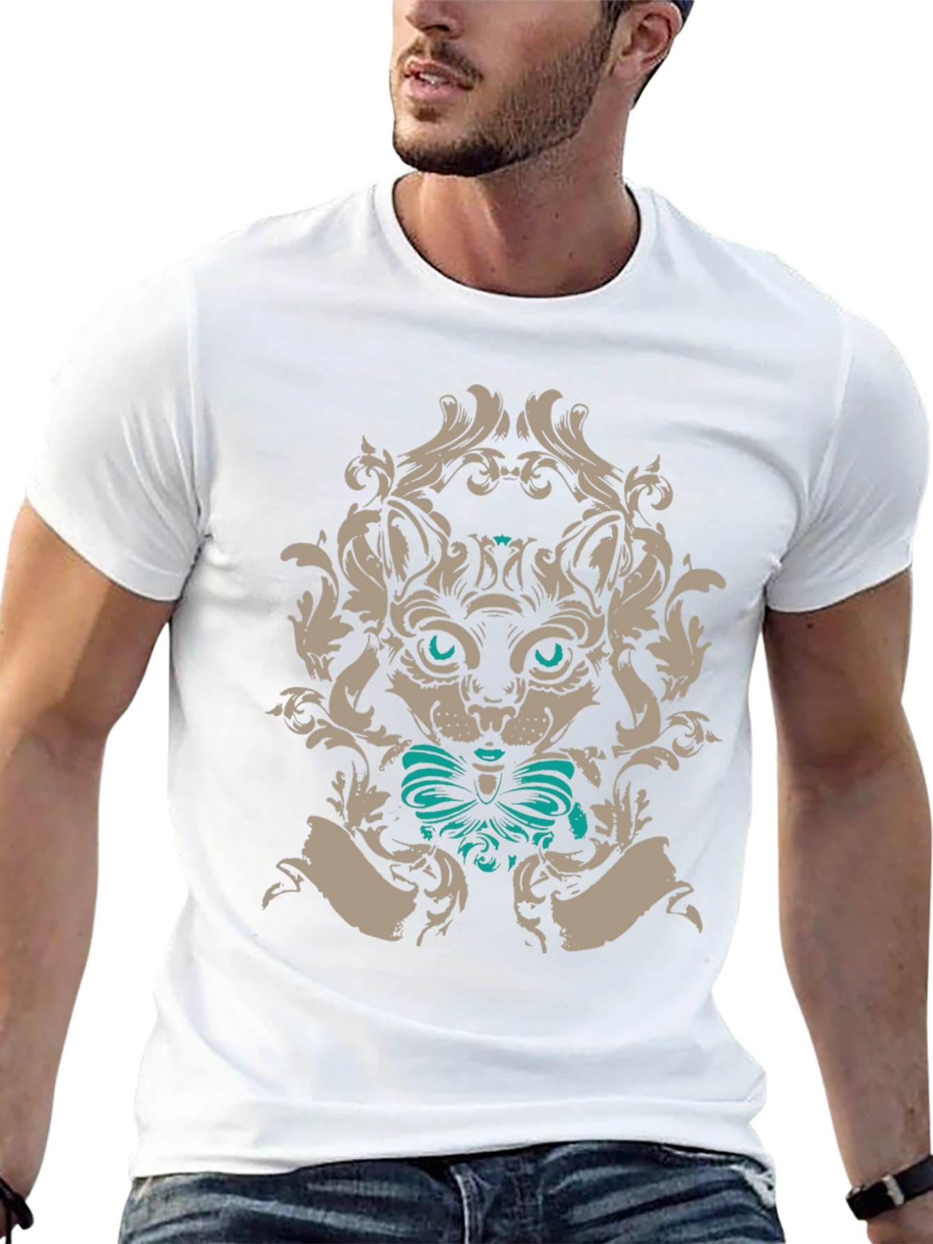 Cat T-Shirt: Baroque Cat with Bowtie