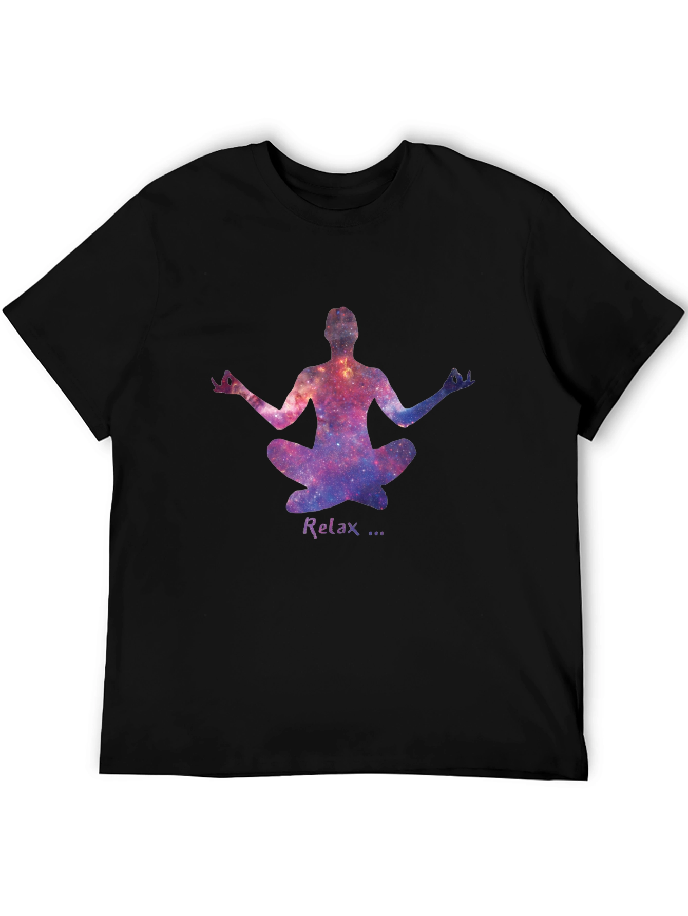 Relax Galaxy Yoga Pose Black T-Shirt