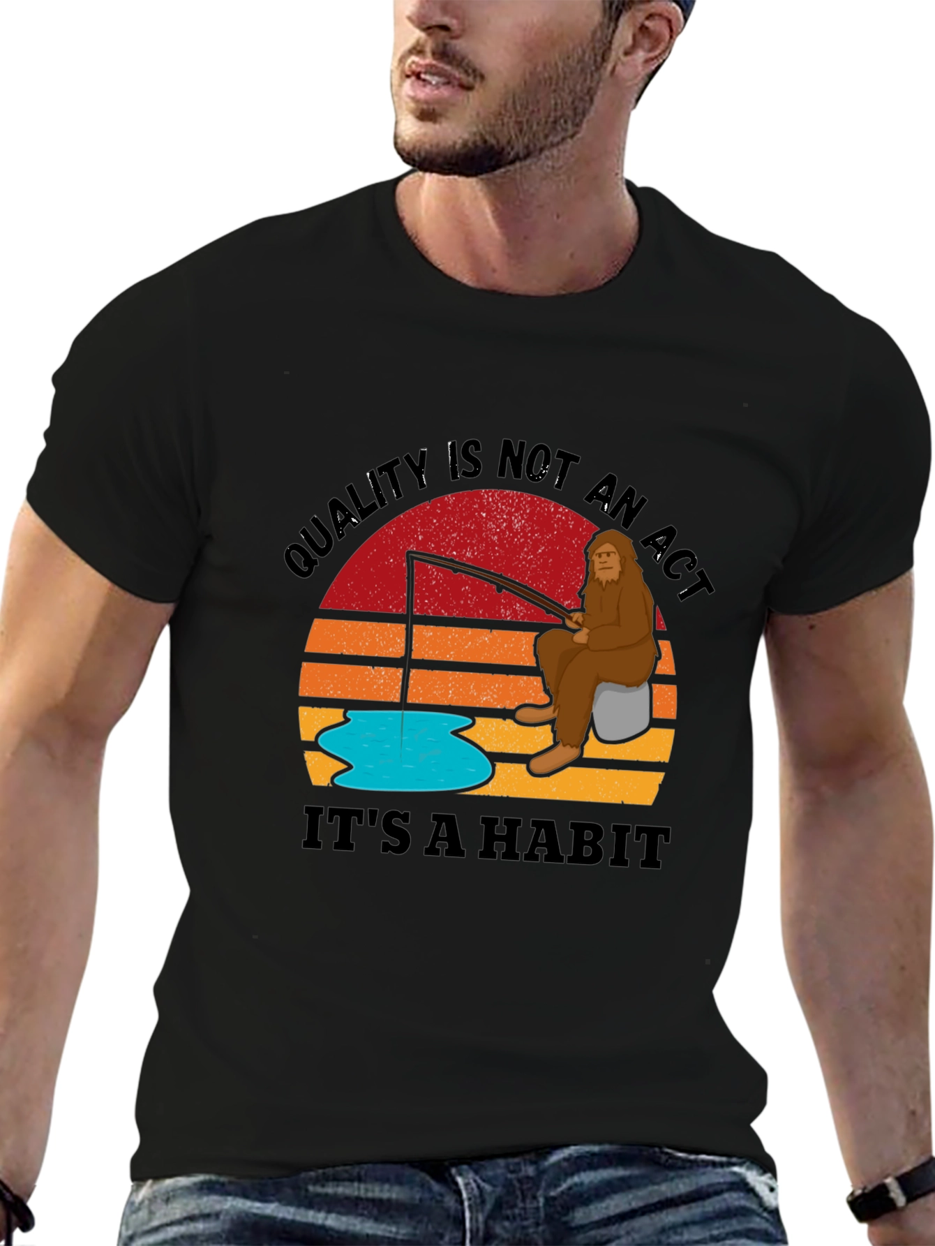 Sasquatch Fishing T-Shirt - Quality is a Habit