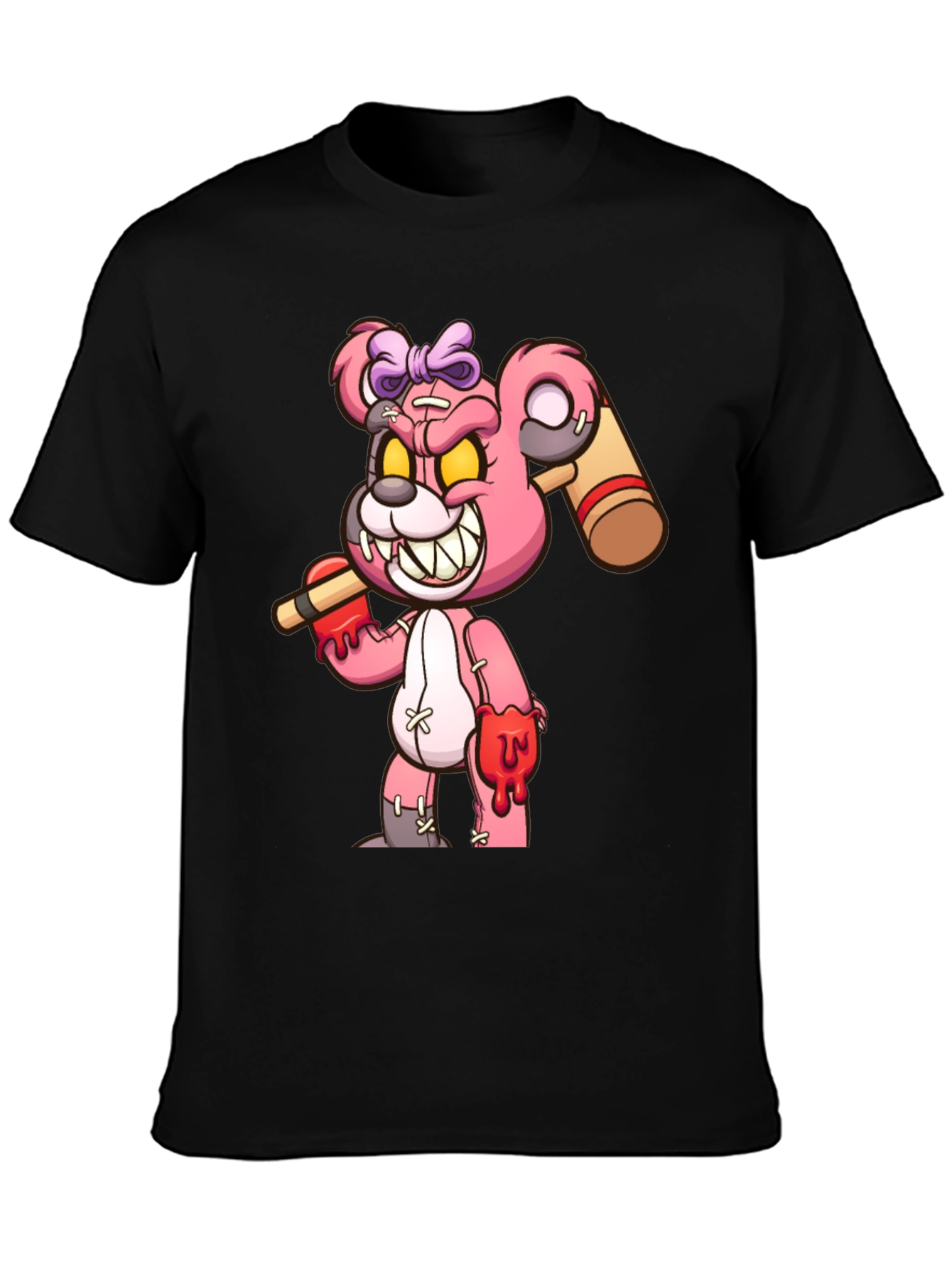 Scary Bloody Teddy Bear Graphic T-Shirt