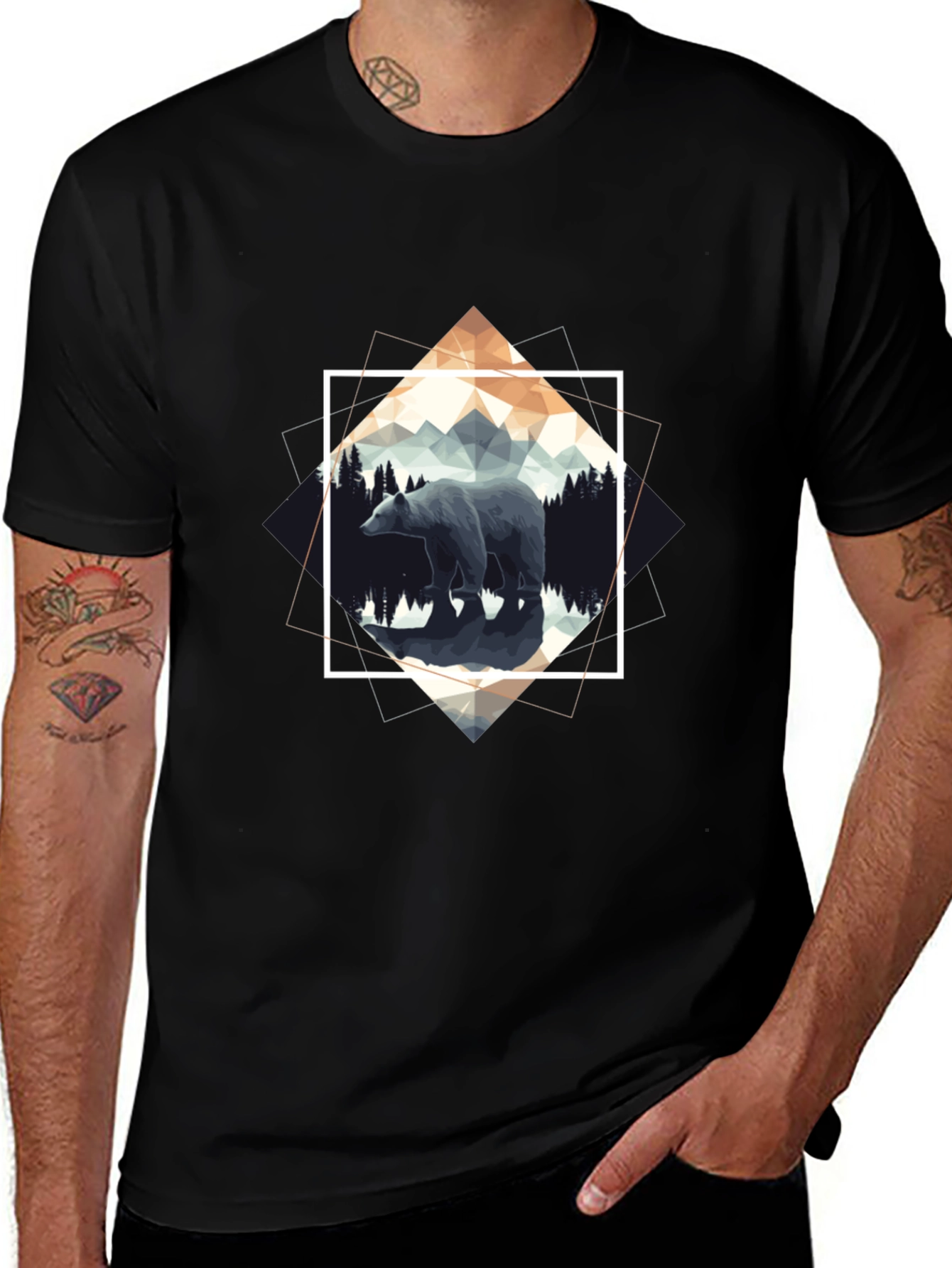 Geometric Bear Graphic Tee