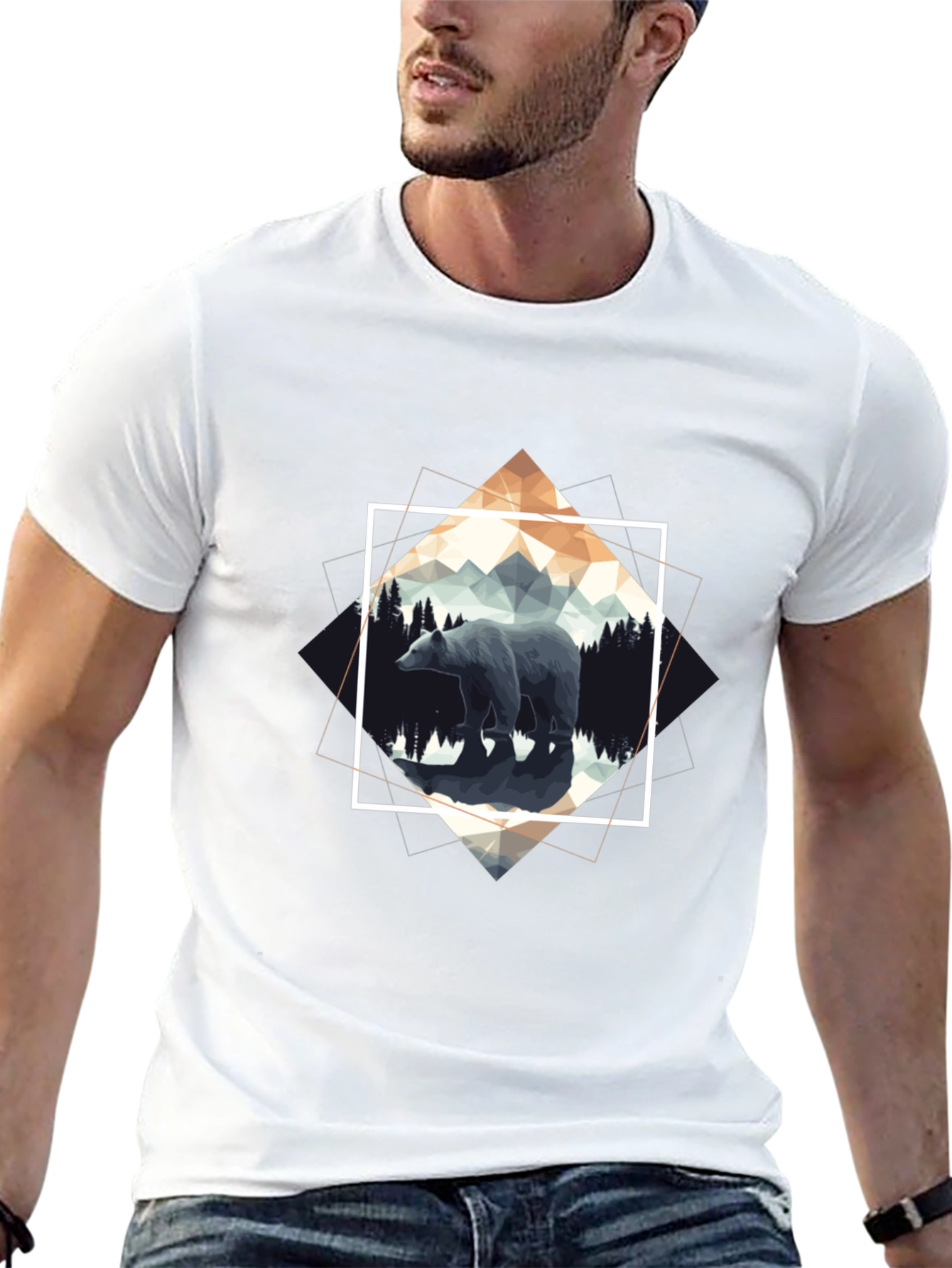 Geometric Bear Graphic Tee