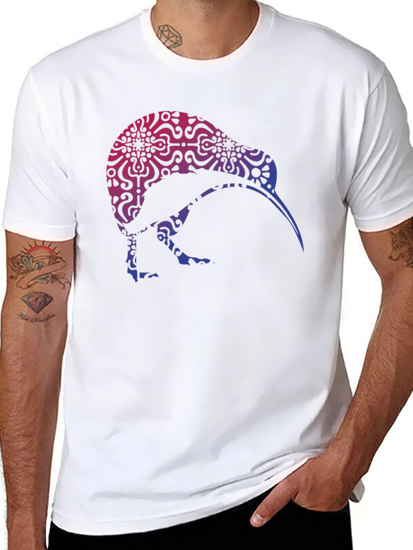 Kiwi Bird Patterned Graphic T-Shirt
