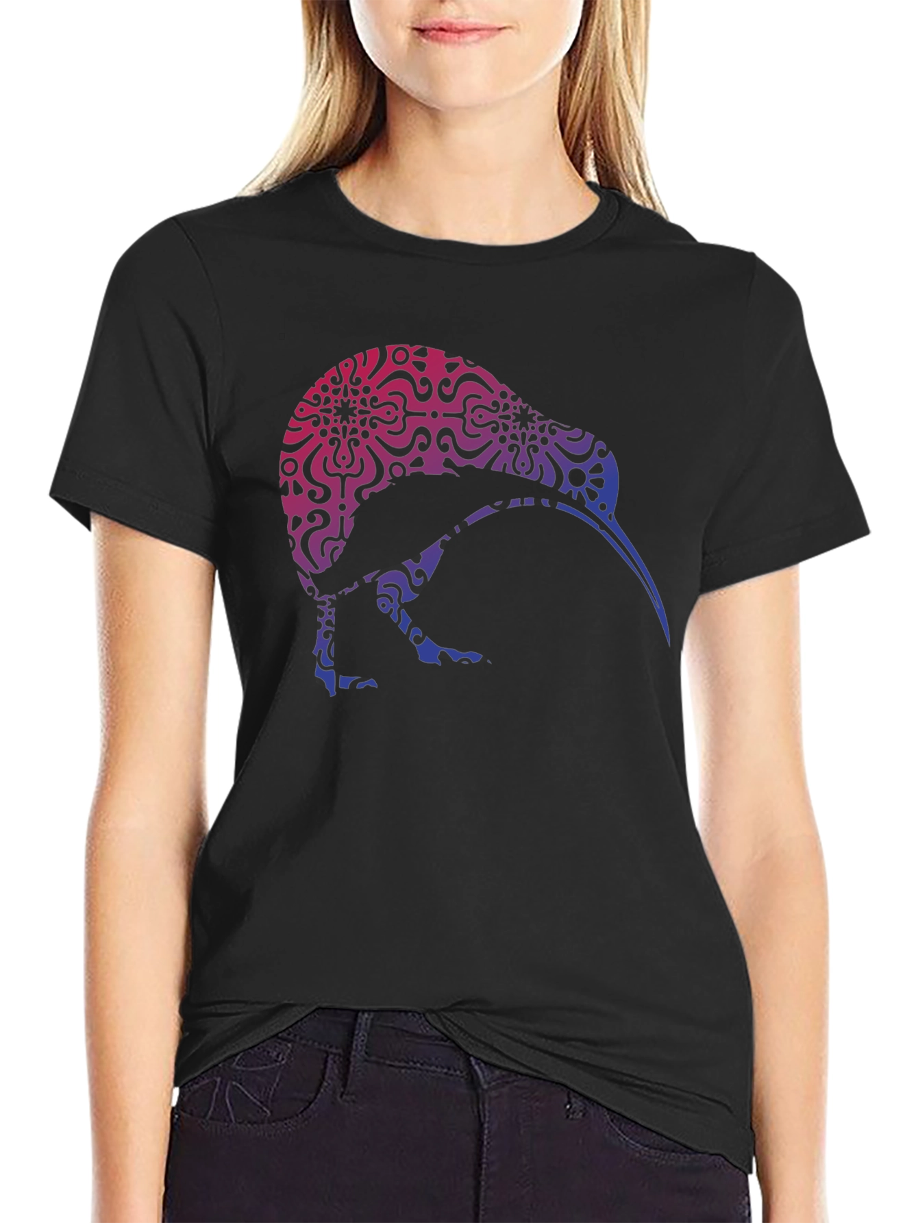 Kiwi Bird Patterned Graphic T-Shirt