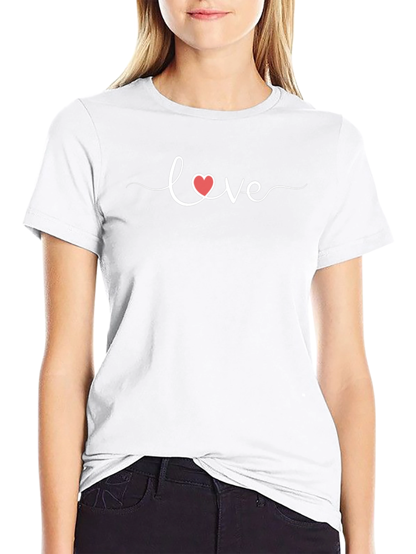 Love Heart Graphic Black T-Shirt