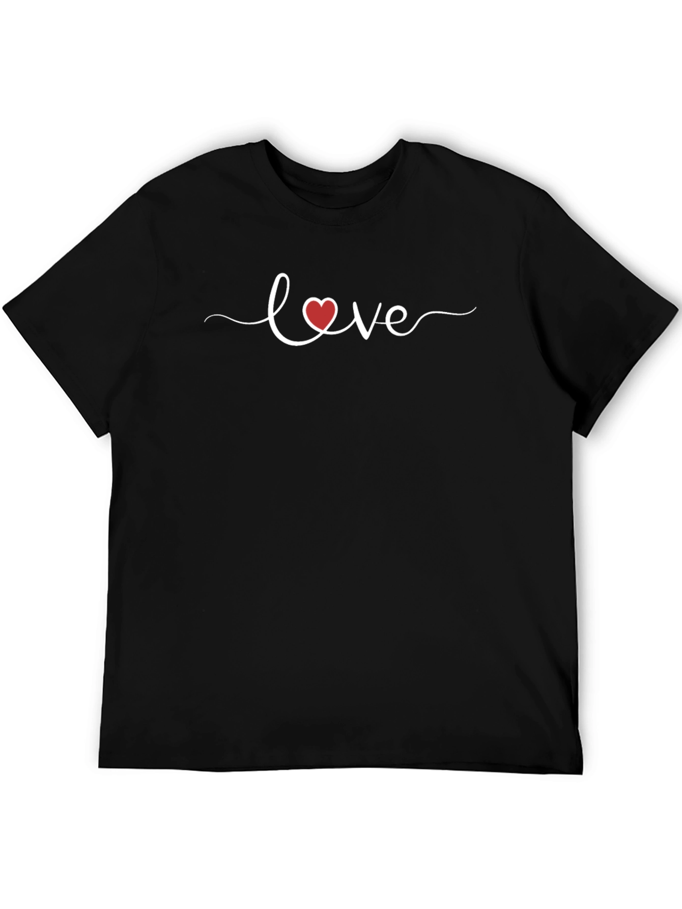 Love Heart Graphic Black T-Shirt