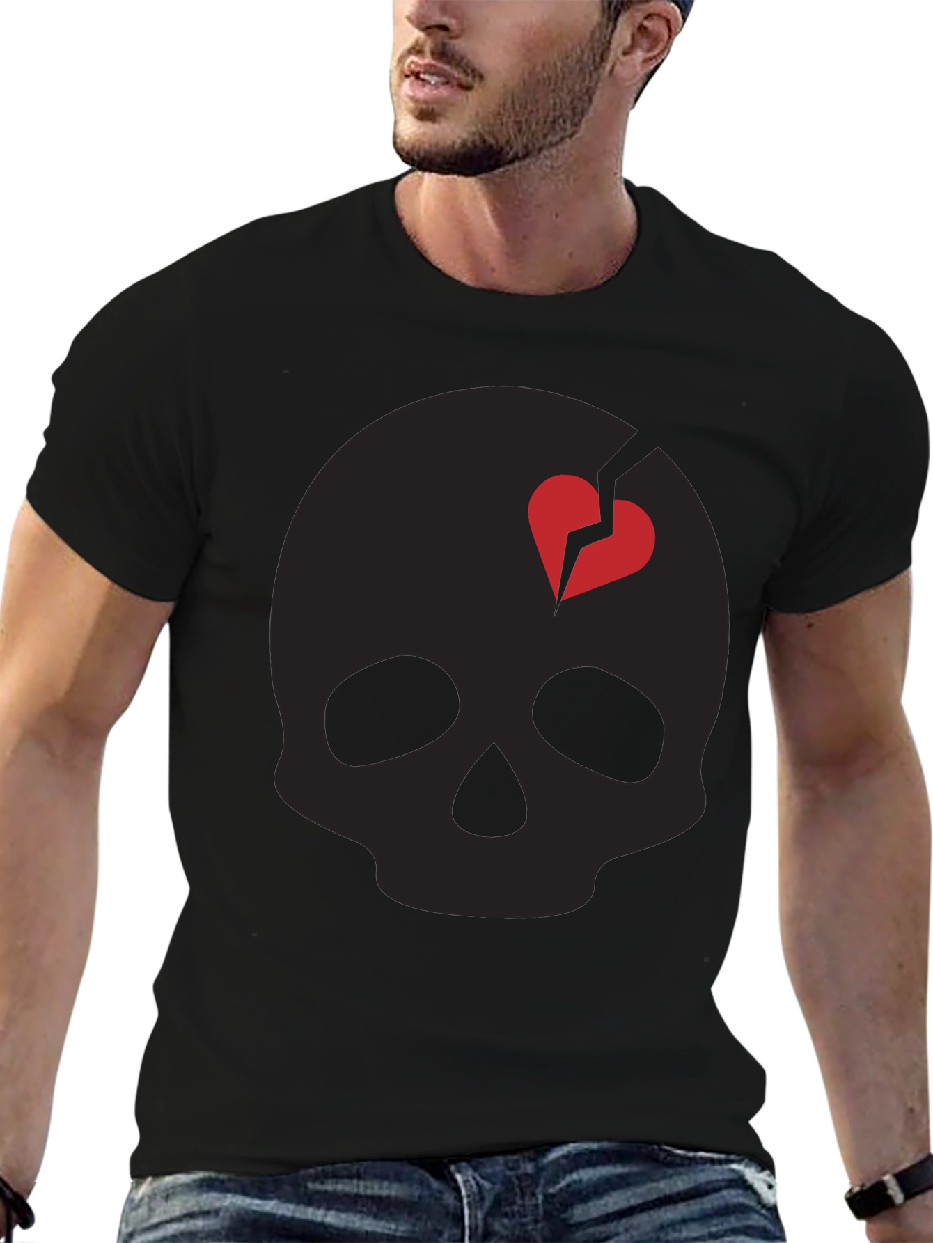 Skull With Broken Heart Graphic Tee