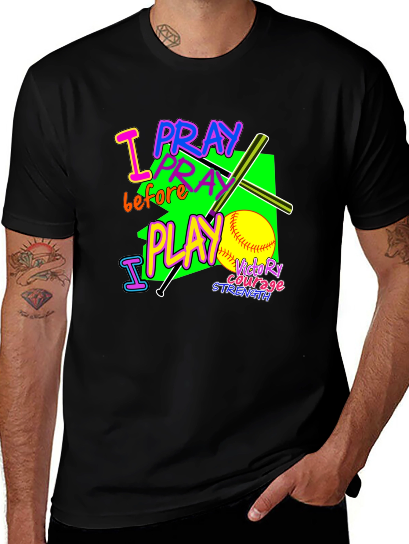 I Pray Before I Play Graphic T-Shirt