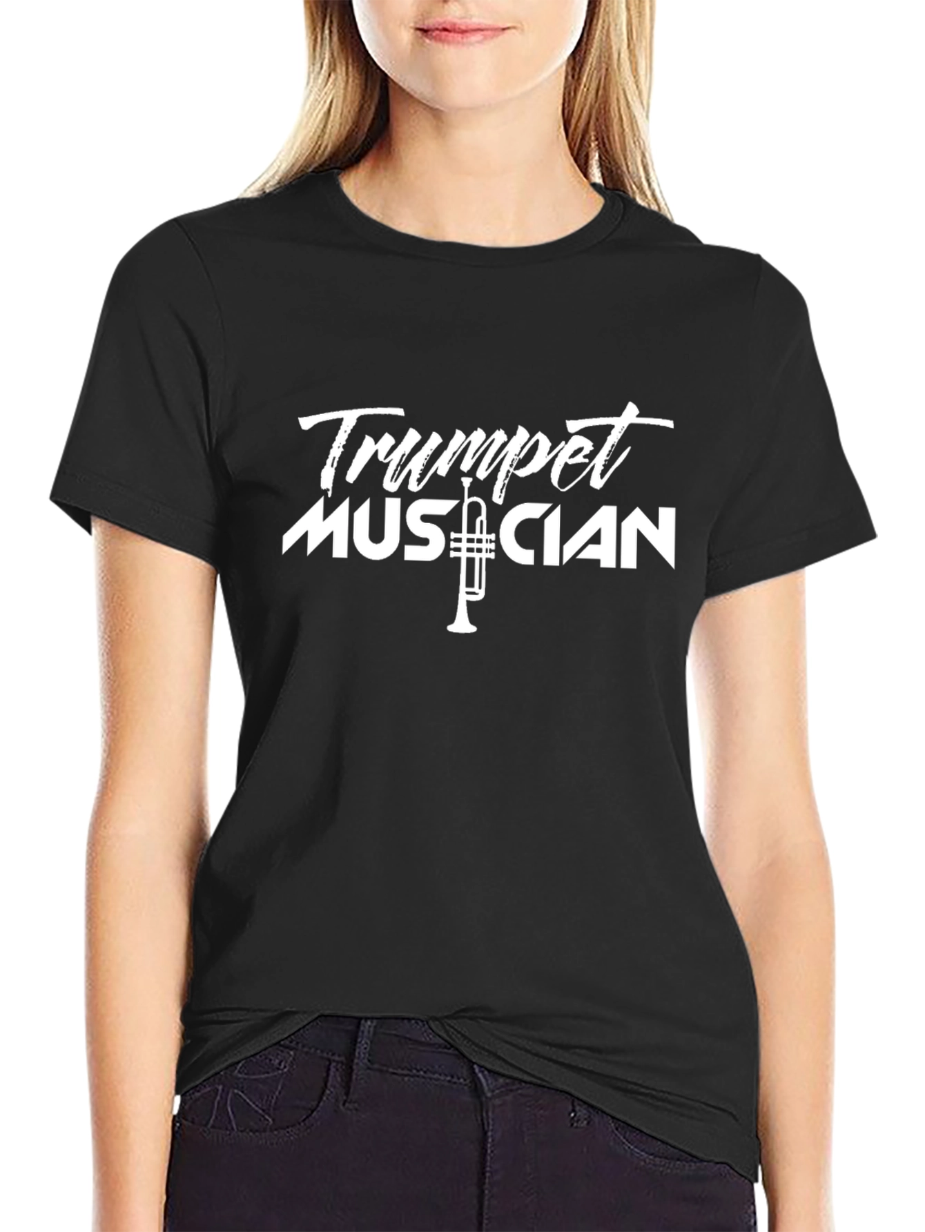 Trumpet Musician Graphic Tee - Black