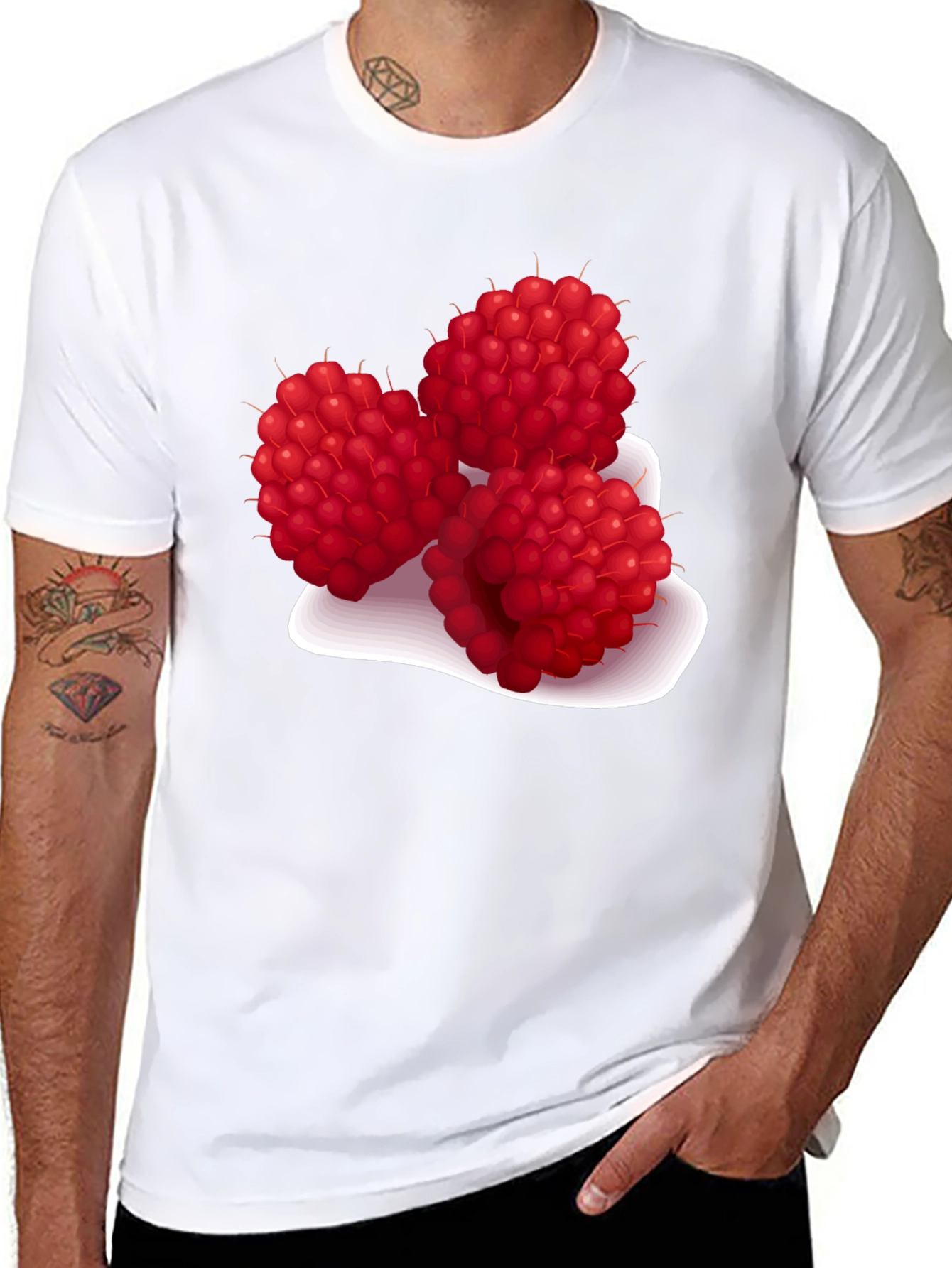 Raspberry Graphic Tee - Stylish Fruit Design