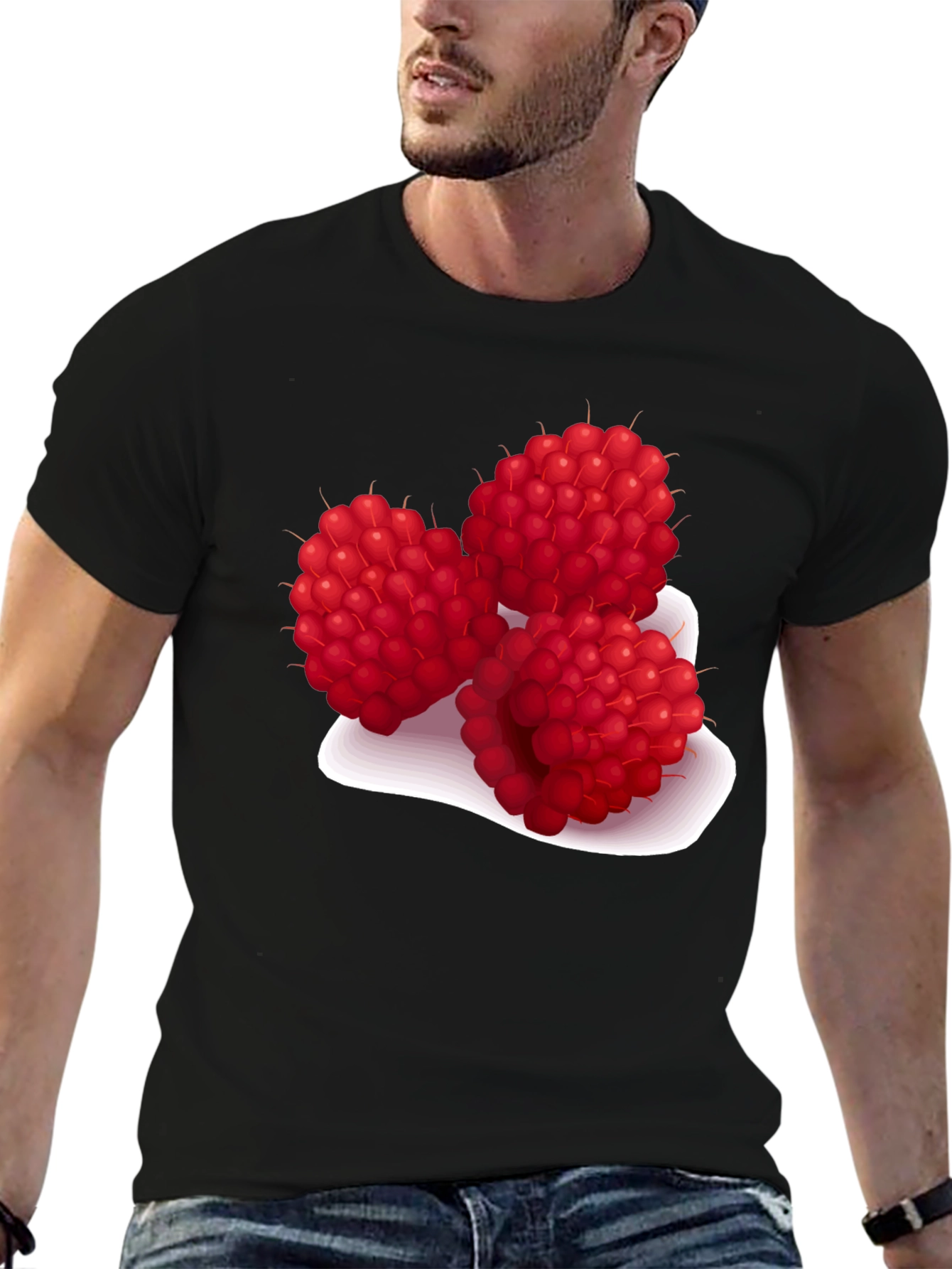 Raspberry Graphic Tee - Stylish Fruit Design
