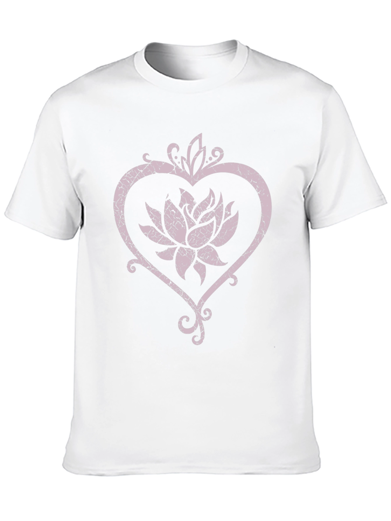 Lotus Flower Heart Graphic Black Tee