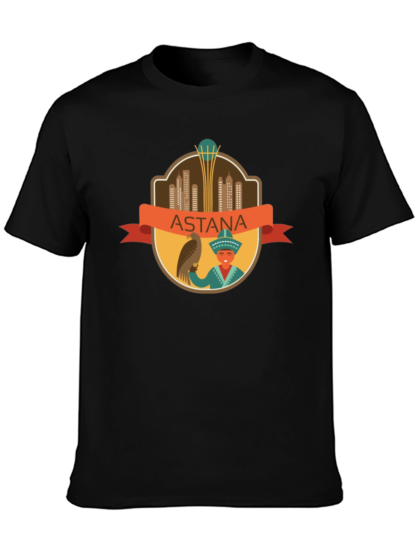 Astana City T-Shirt - Black Cotton Graphic Tee