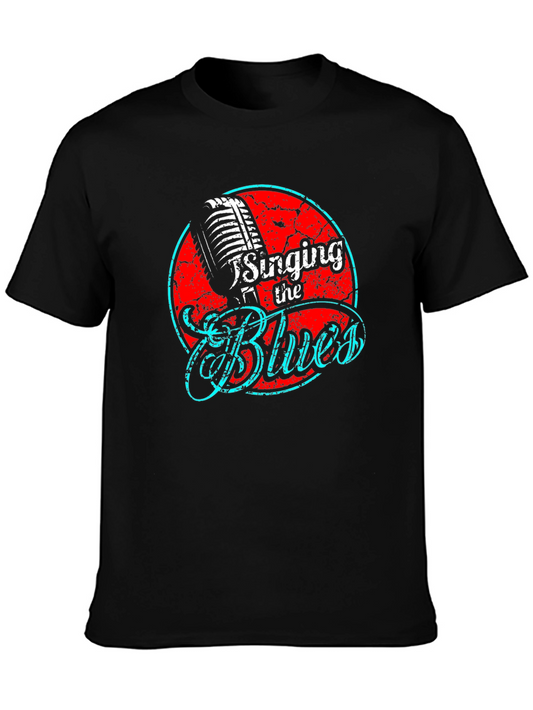 Singing the Blues Graphic Print Black T-Shirt