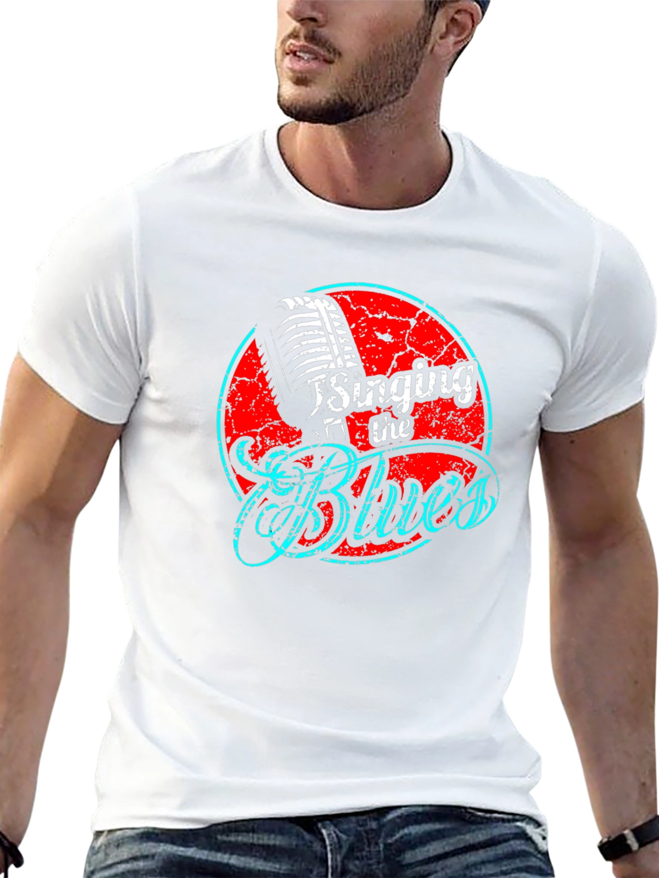 Singing the Blues Graphic Print Black T-Shirt