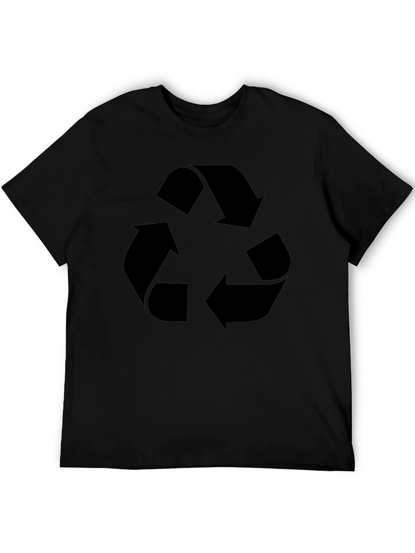Eco-Friendly Black Recycle Symbol Graphic T-Shirt