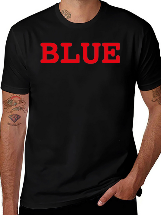 Mens Black Tee with BLUE Graphic Print