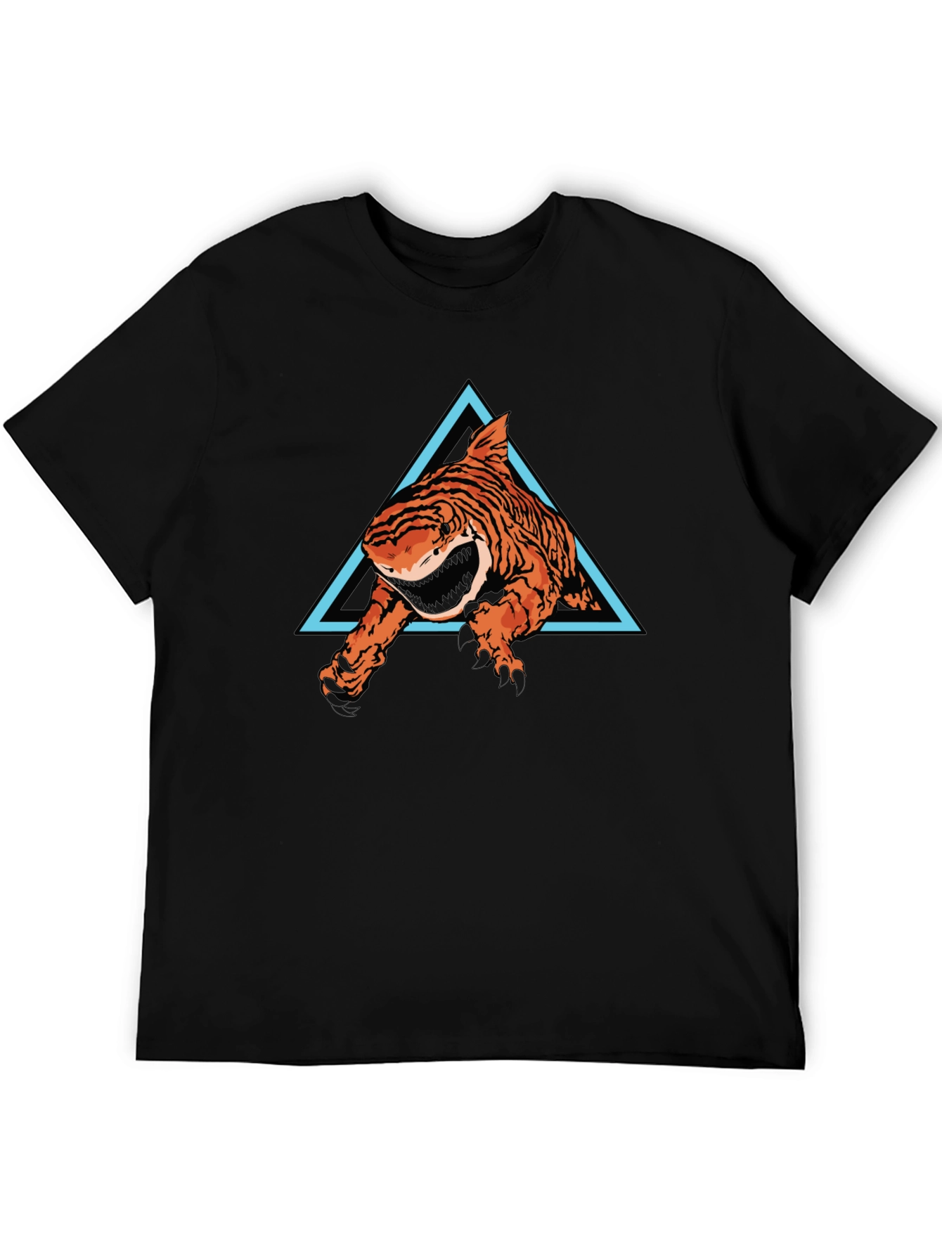Tiger Shark Graphic Tee - Black Cotton T-Shirt