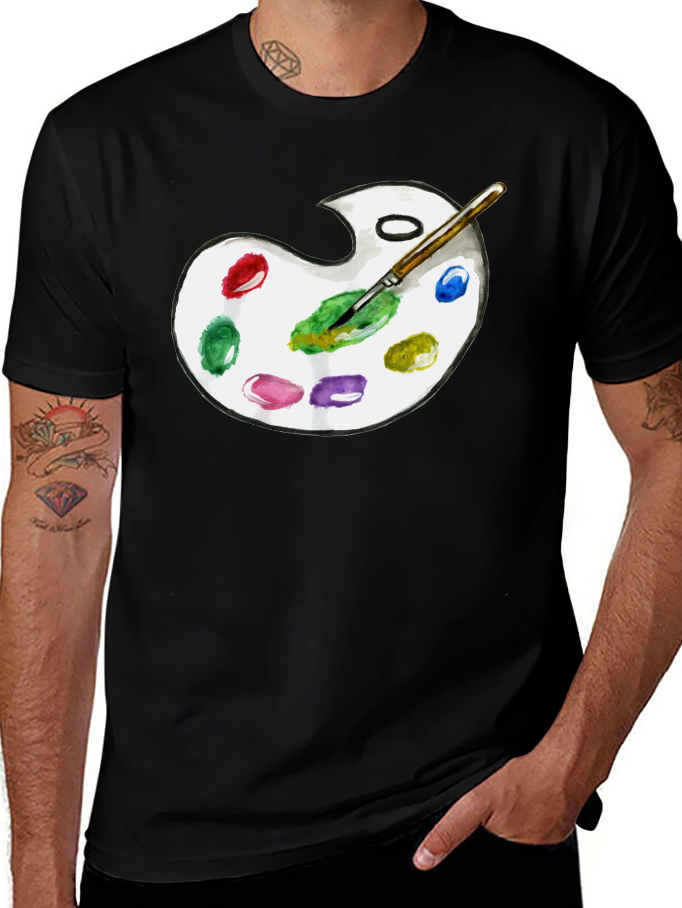 Artist Palette Graphic T-Shirt - Black Cotton Tee