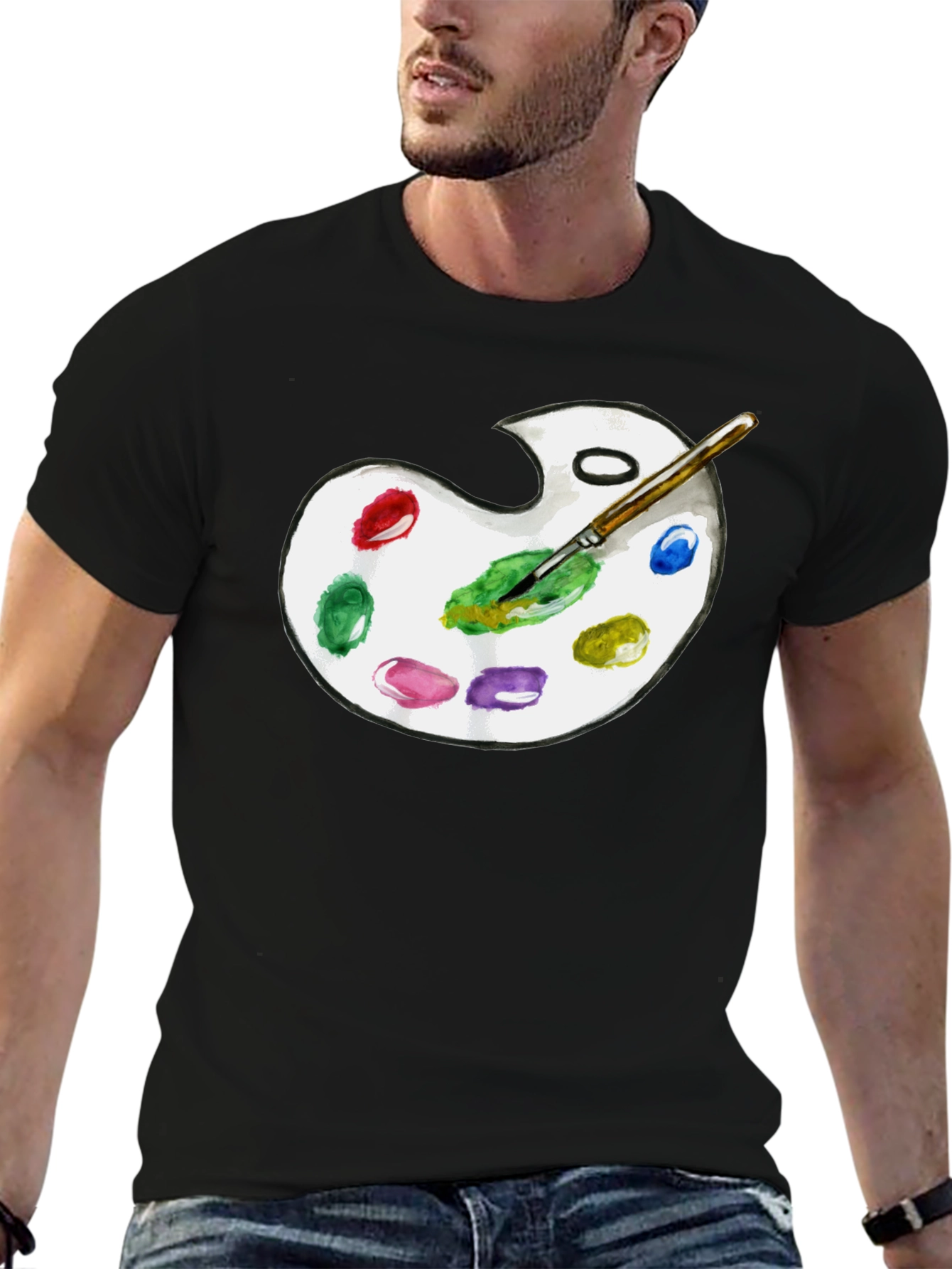 Artist Palette Graphic T-Shirt - Black Cotton Tee