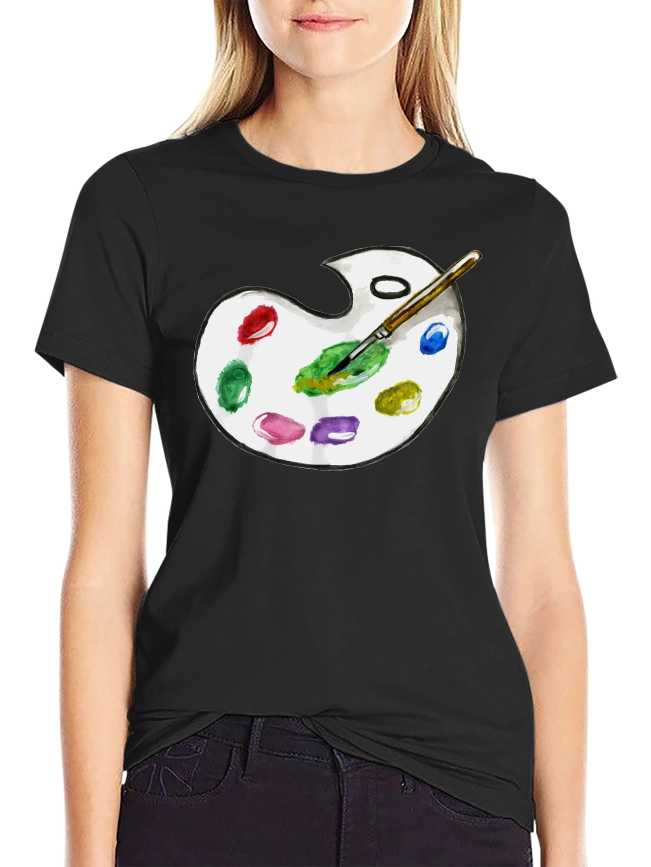 Artist Palette Graphic T-Shirt - Black Cotton Tee