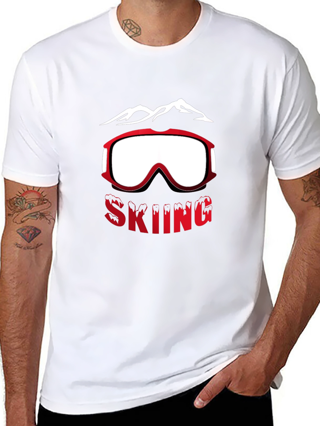 Skiing Graphic Tee - Mountain & Goggles Design