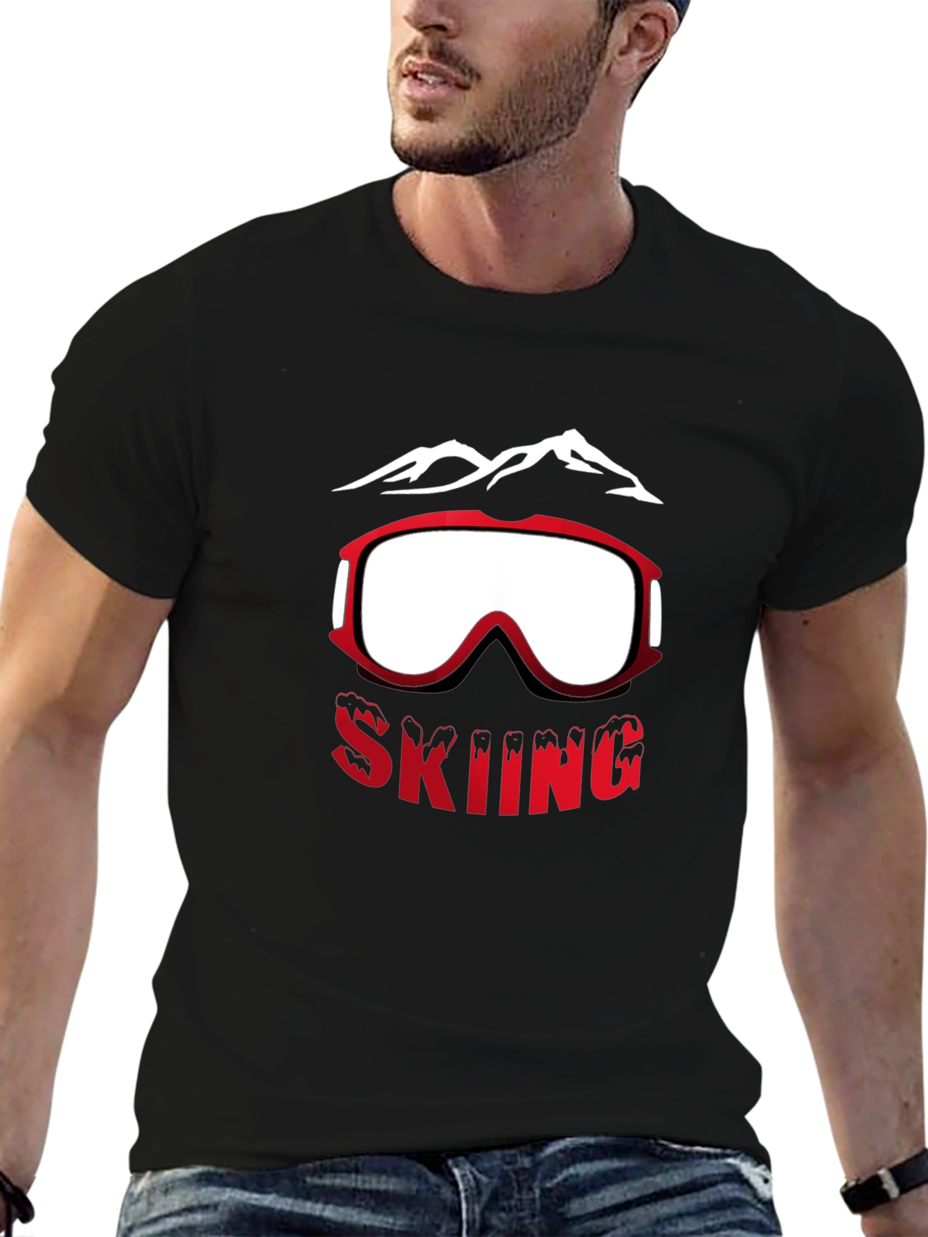 Skiing Graphic Tee - Mountain & Goggles Design