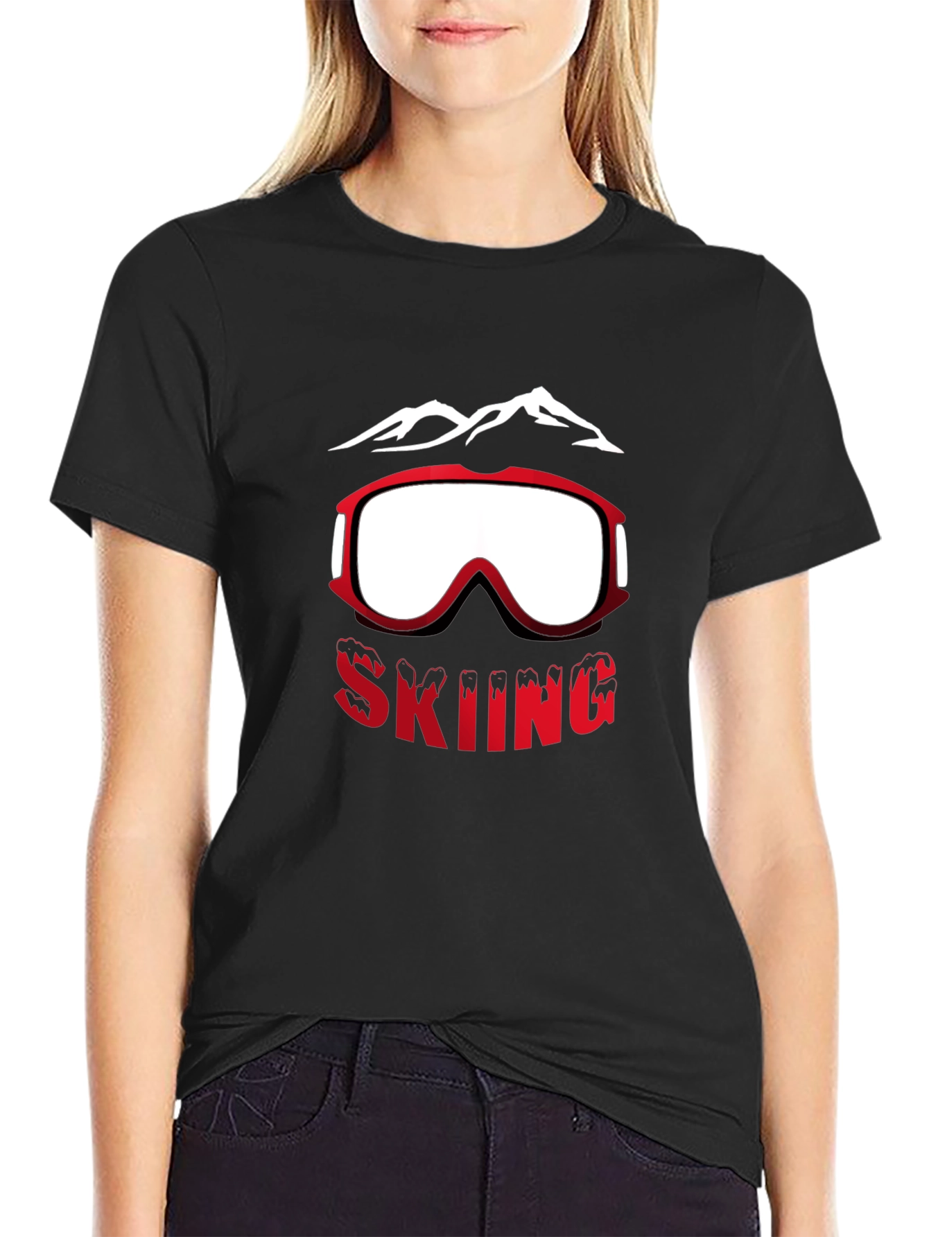 Skiing Graphic Tee - Mountain & Goggles Design